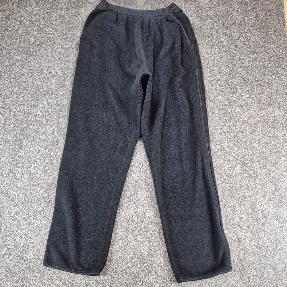 Vintage REI Polartec Fleece Pants Mens Medium Black Full Leg Zip Outdoor Hiking